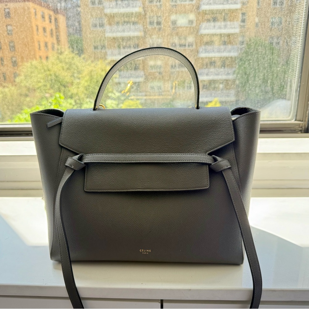 CELINE Belt Bag Mini Grained Calfskin Grey